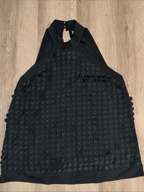 Black Textured Halter Tank Top